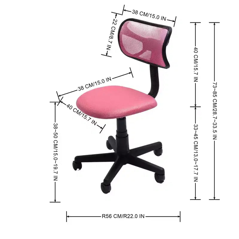 Fauteuil de bureau ergonomique sans accoudoirs, en maille, à dossier bas et pivotant, réglable en hauteur