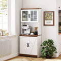 Meuble de rangement pour garde-manger de ferme en MDF avec portes vitrées et étagères réglables 70"H x 28,3"L