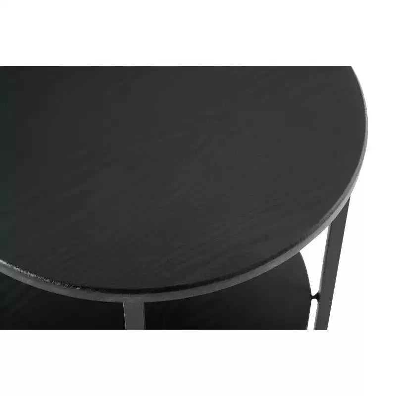 Table d'appoint ronde à 2 niveaux 50 cm de diamètre, étagère en bois et structure en métal