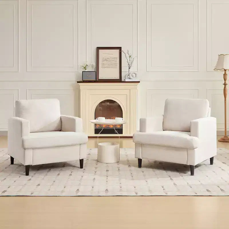 Fauteuil d'appoint rembourré avec pieds en bois de lin 33"H x 30"L