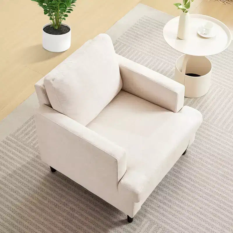 Fauteuil d'appoint rembourré avec pieds en bois de lin 33"H x 30"L