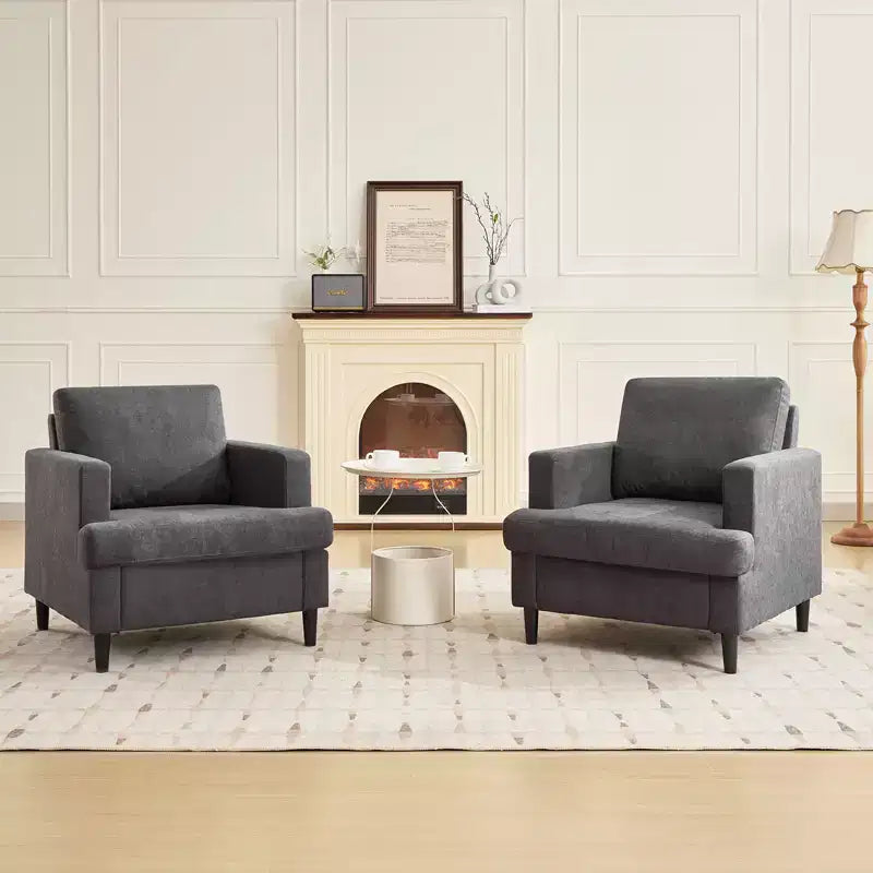 Fauteuil d'appoint rembourré avec pieds en bois de lin 33"H x 30"L