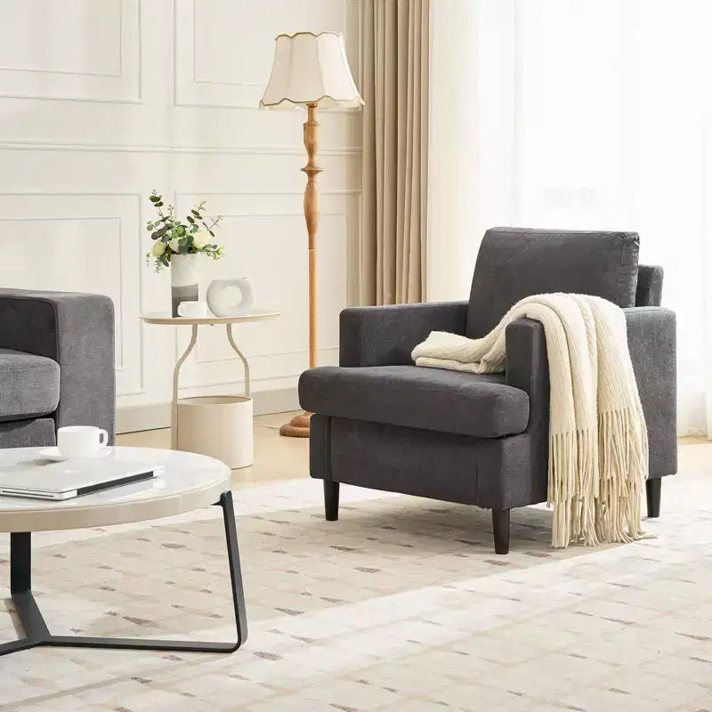 Fauteuil d'appoint rembourré avec pieds en bois de lin 33"H x 30"L
