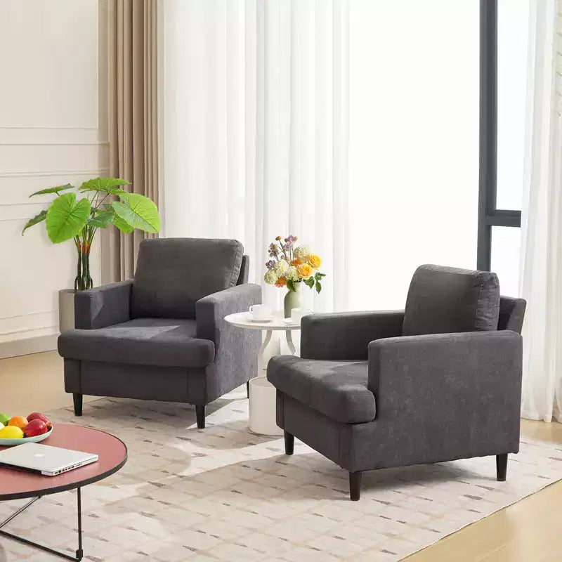 Fauteuil d'appoint rembourré avec pieds en bois de lin 33"H x 30"L