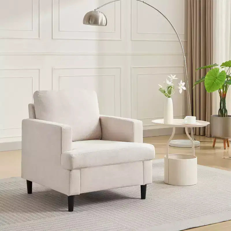 Fauteuil d'appoint rembourré avec pieds en bois de lin 33"H x 30"L