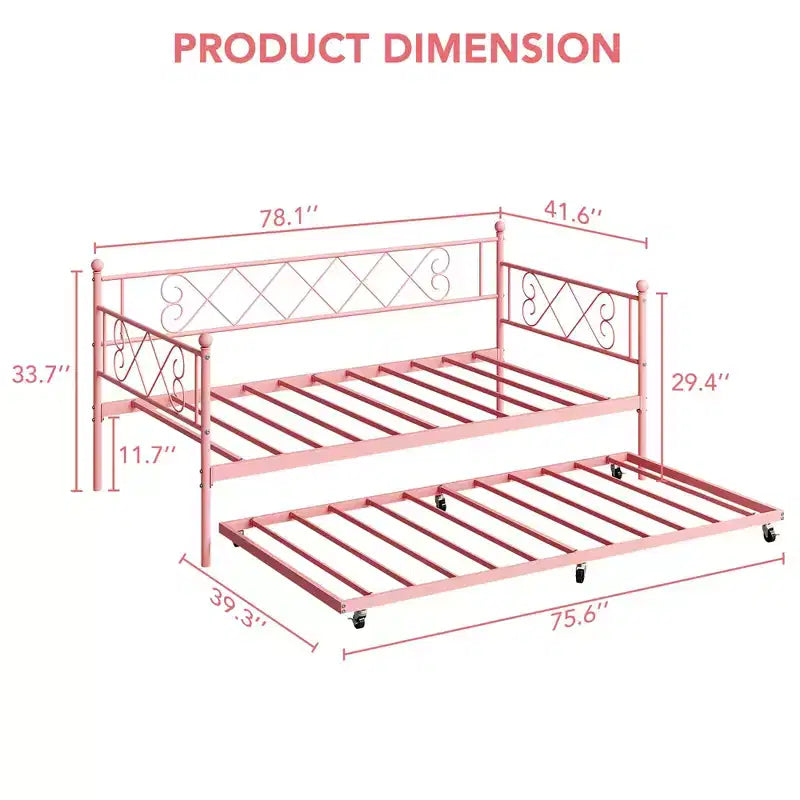 Lit de repos double avec cadre métallique, tête de lit et lattes métalliques 80.12"L