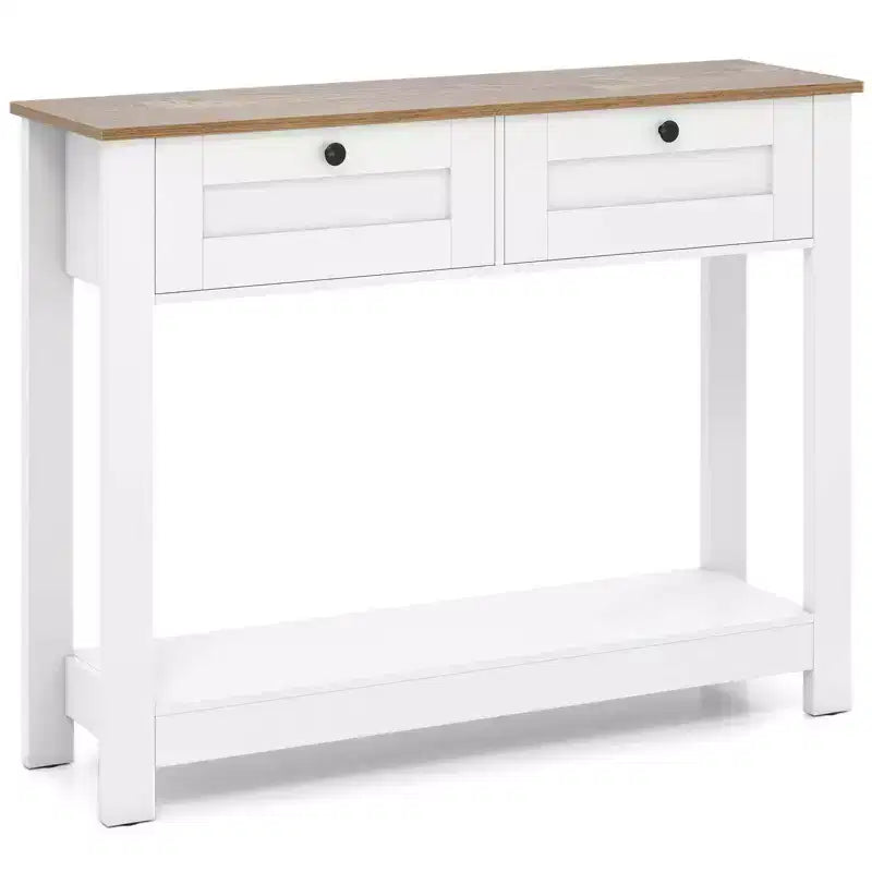 Console en bois avec plateau MDF, 2 tiroirs et étagère 106,7 cm (42 po) de long