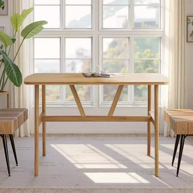 Table à manger rectangulaire en MDF et métal 119 cm (L) x 71 cm (l) x 76 cm (H)