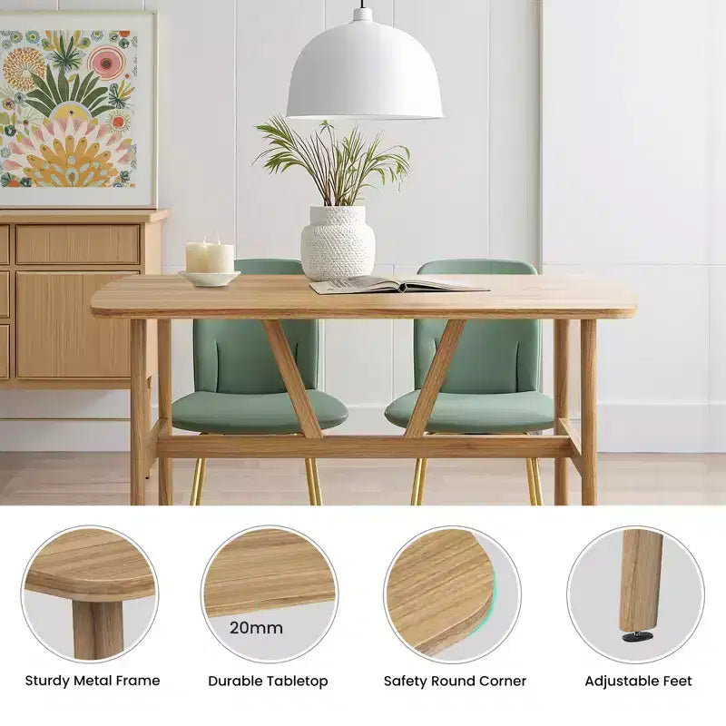 Table à manger rectangulaire en MDF et métal 119 cm (L) x 71 cm (l) x 76 cm (H)