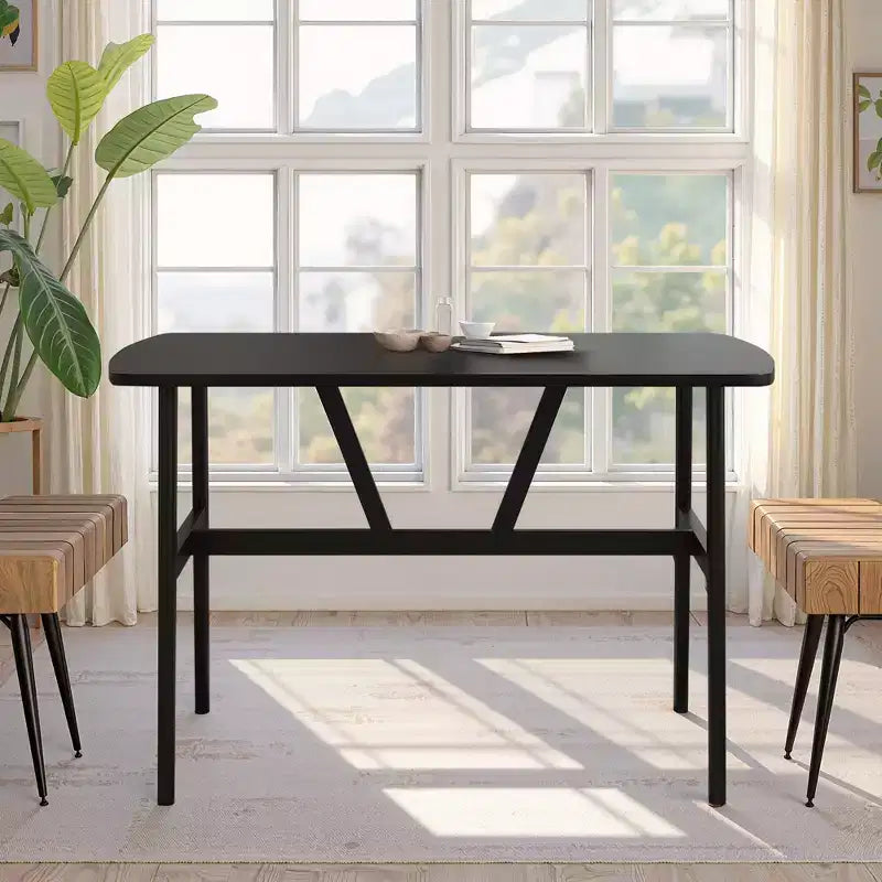 Table à manger rectangulaire en MDF et métal 119 cm (L) x 71 cm (l) x 76 cm (H)