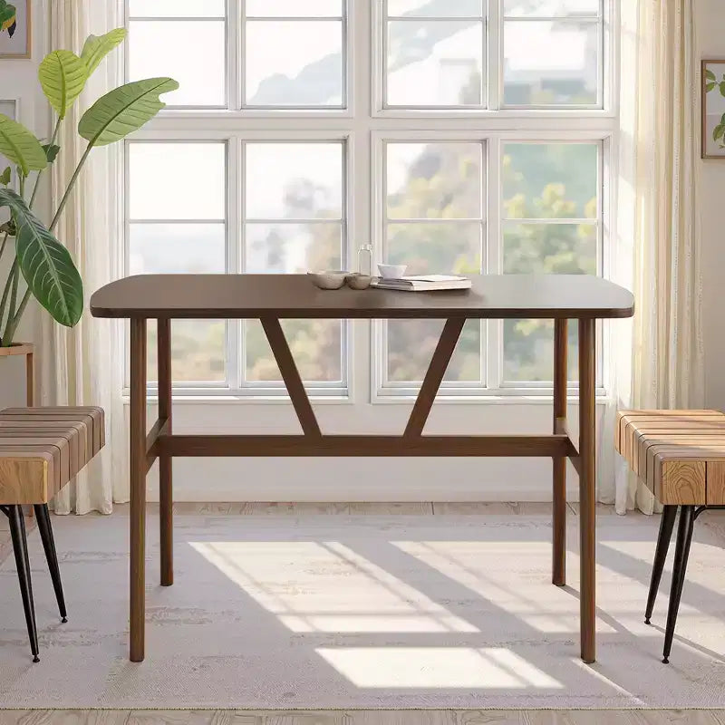 Table à manger rectangulaire en MDF et métal 119 cm (L) x 71 cm (l) x 76 cm (H)