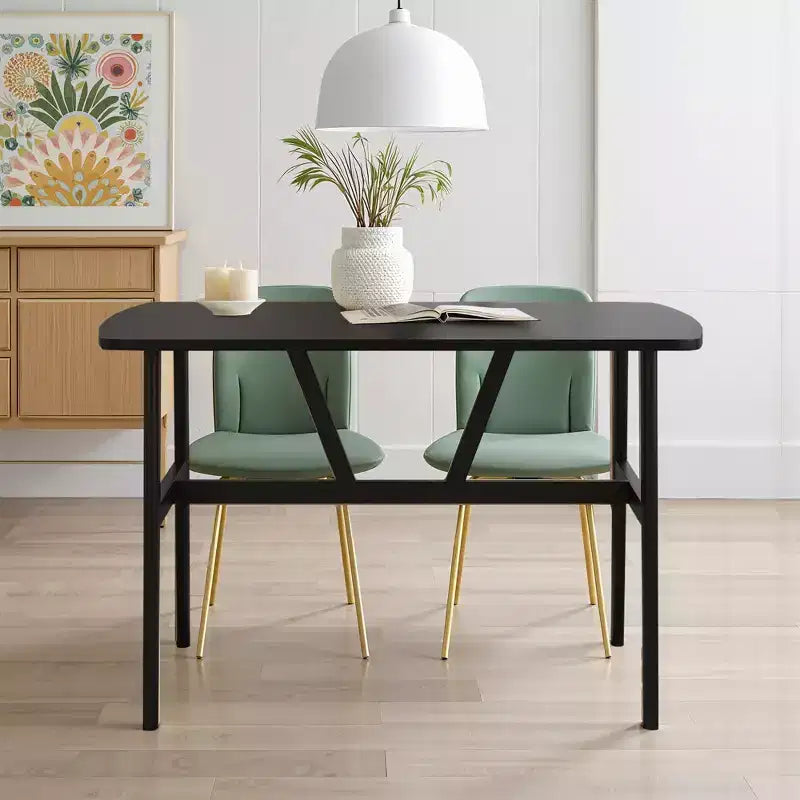 Table à manger rectangulaire en MDF et métal 119 cm (L) x 71 cm (l) x 76 cm (H)