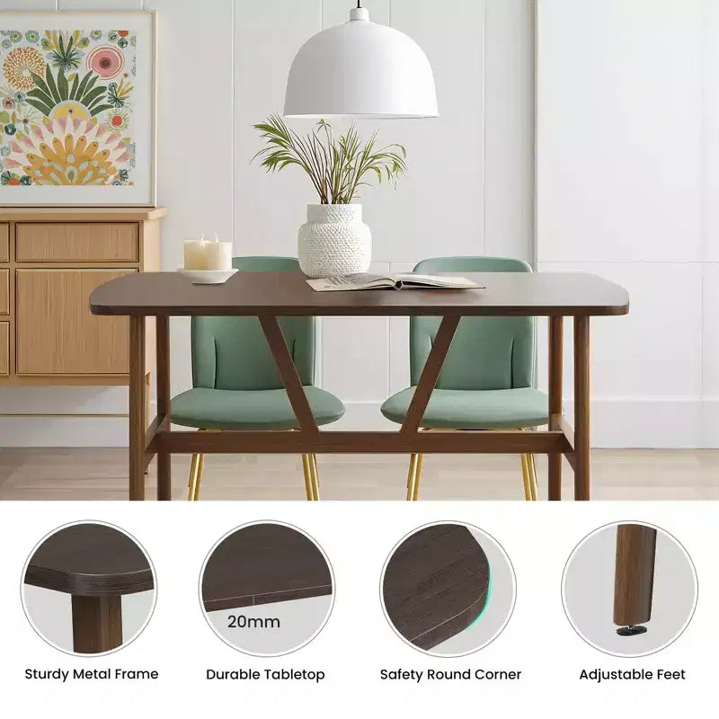 Table à manger rectangulaire en MDF et métal 119 cm (L) x 71 cm (l) x 76 cm (H)