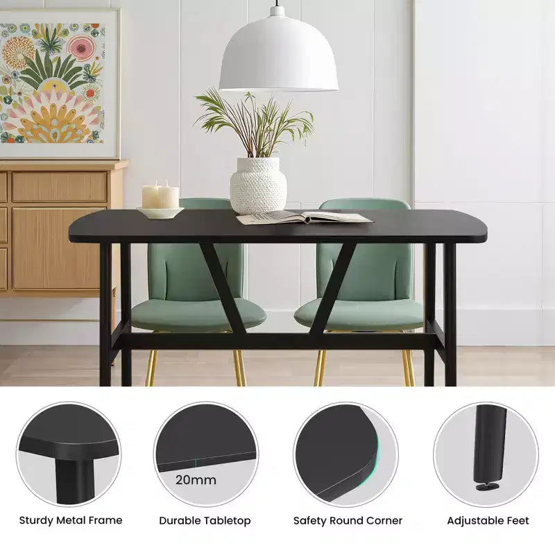 Table à manger rectangulaire en MDF et métal 119 cm (L) x 71 cm (l) x 76 cm (H)