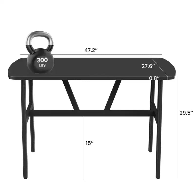 Table à manger rectangulaire en MDF et métal 119 cm (L) x 71 cm (l) x 76 cm (H)
