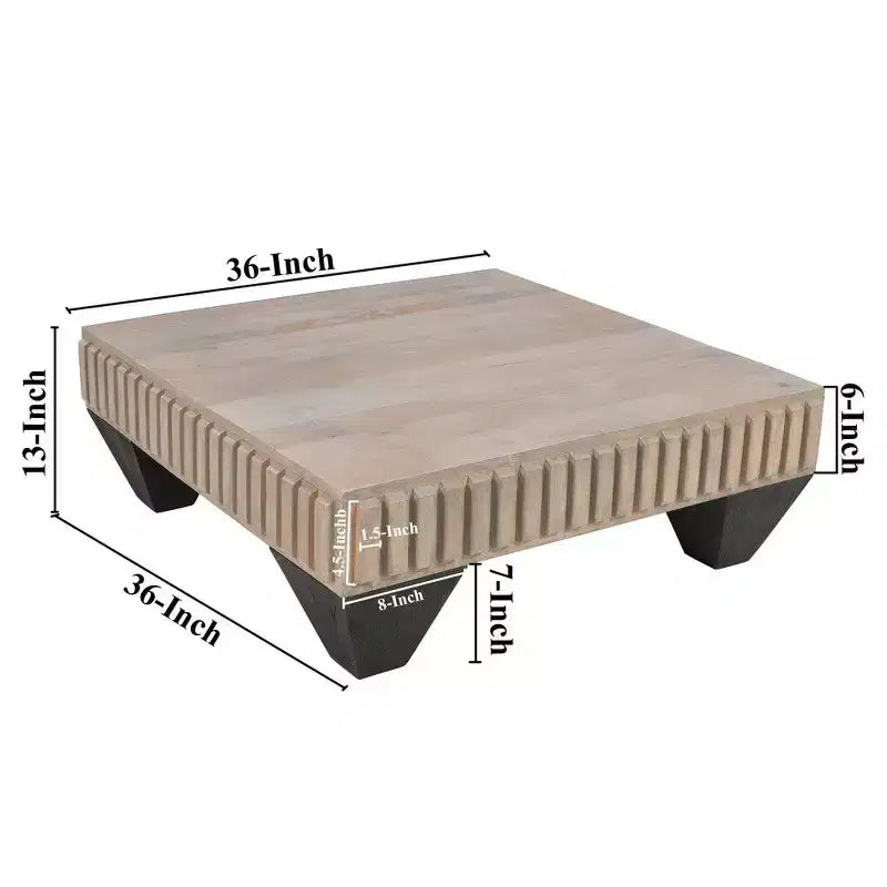 Table basse carrée en bois de manguier 36"L x 36"P x 13"H