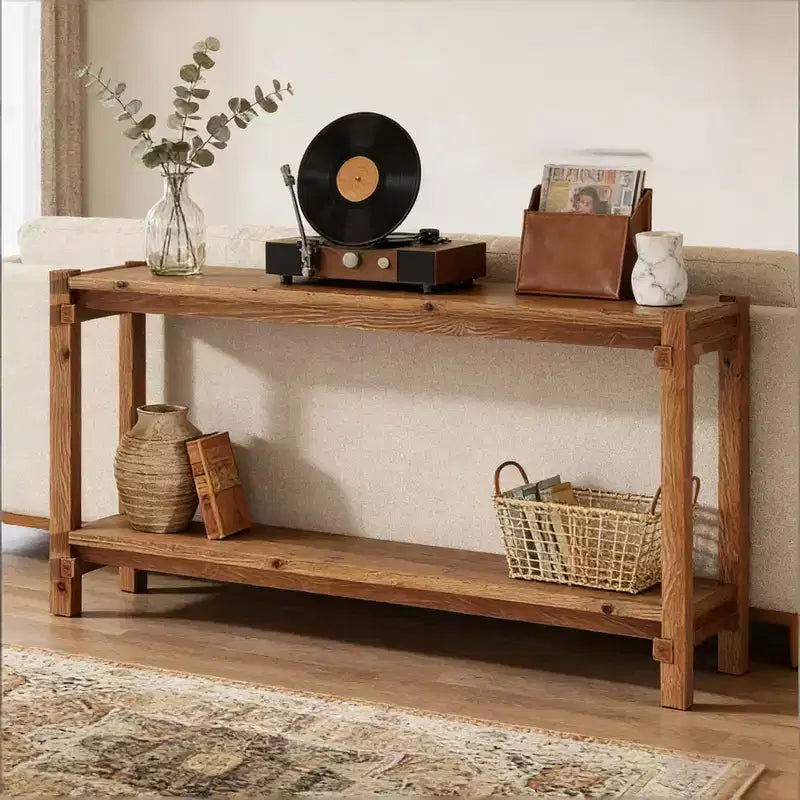Console de couloir rectangulaire à 2 niveaux en bois 63"L x 31,52"H