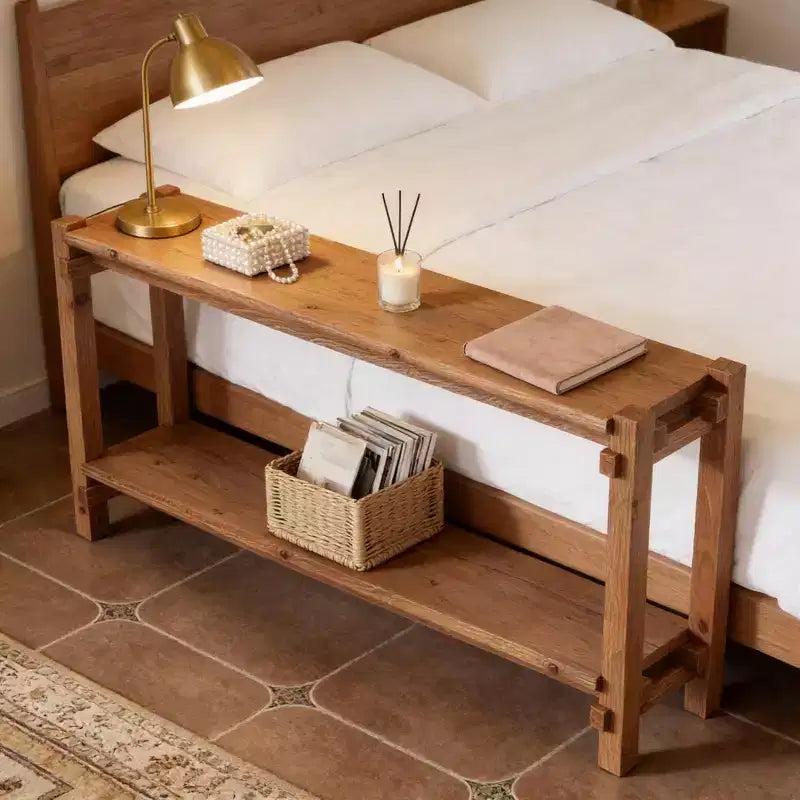 Console de couloir rectangulaire à 2 niveaux en bois 63"L x 31,52"H