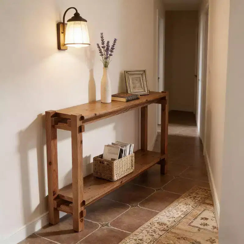 Console de couloir rectangulaire à 2 niveaux en bois 63"L x 31,52"H