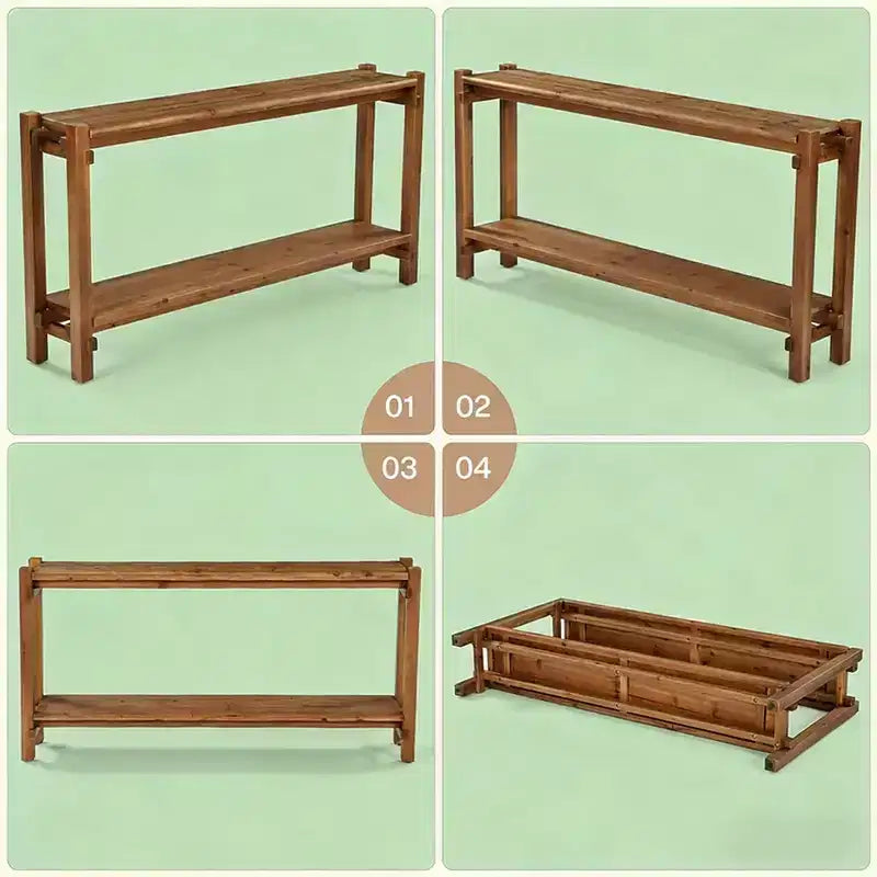 Console de couloir rectangulaire à 2 niveaux en bois 63"L x 31,52"H