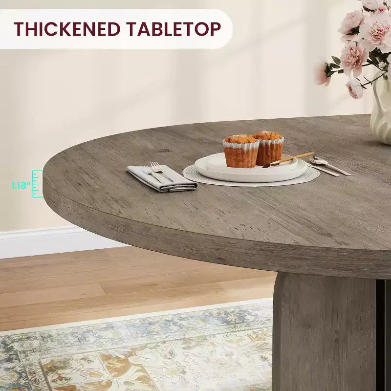 Table de salle à manger ronde extensible en bois 120-160 cm 4-8 places