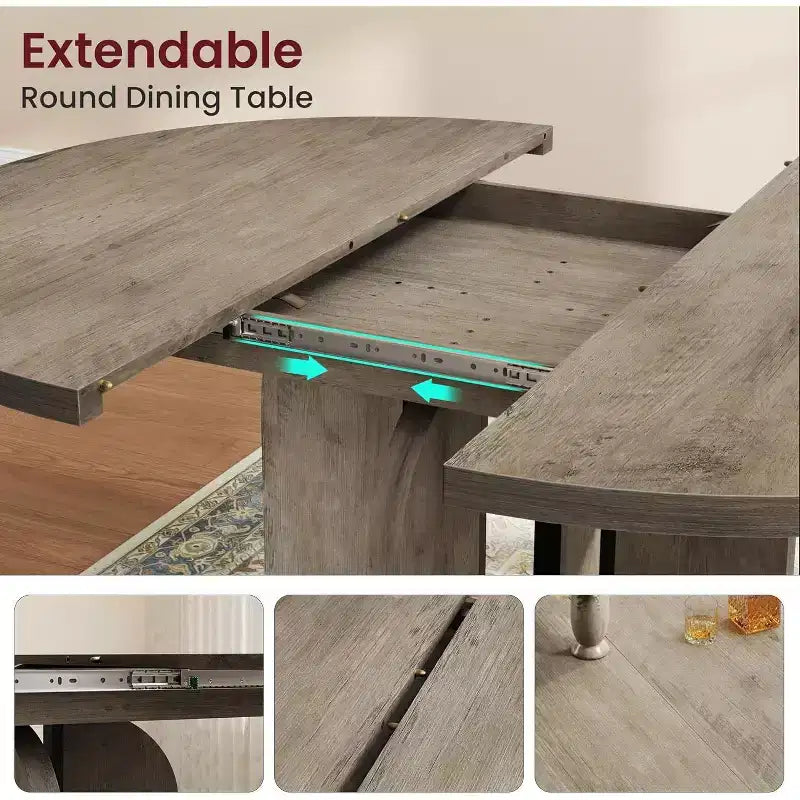 Table de salle à manger ronde extensible en bois 120-160 cm 4-8 places