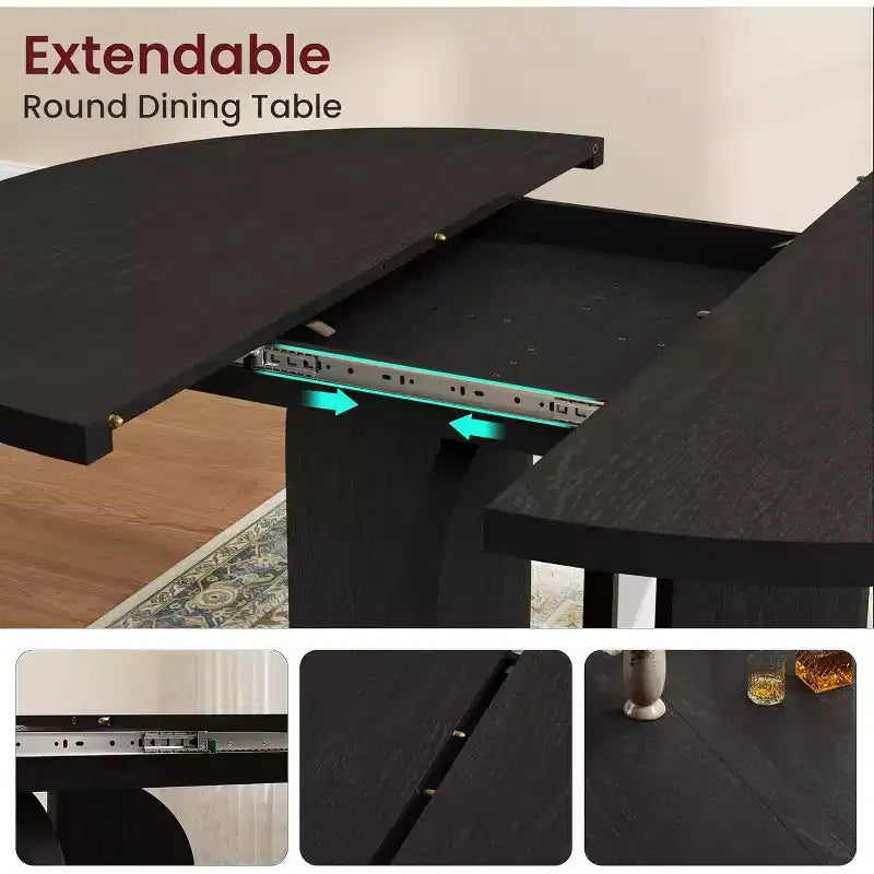 Table de salle à manger ronde extensible en bois 120-160 cm 4-8 places