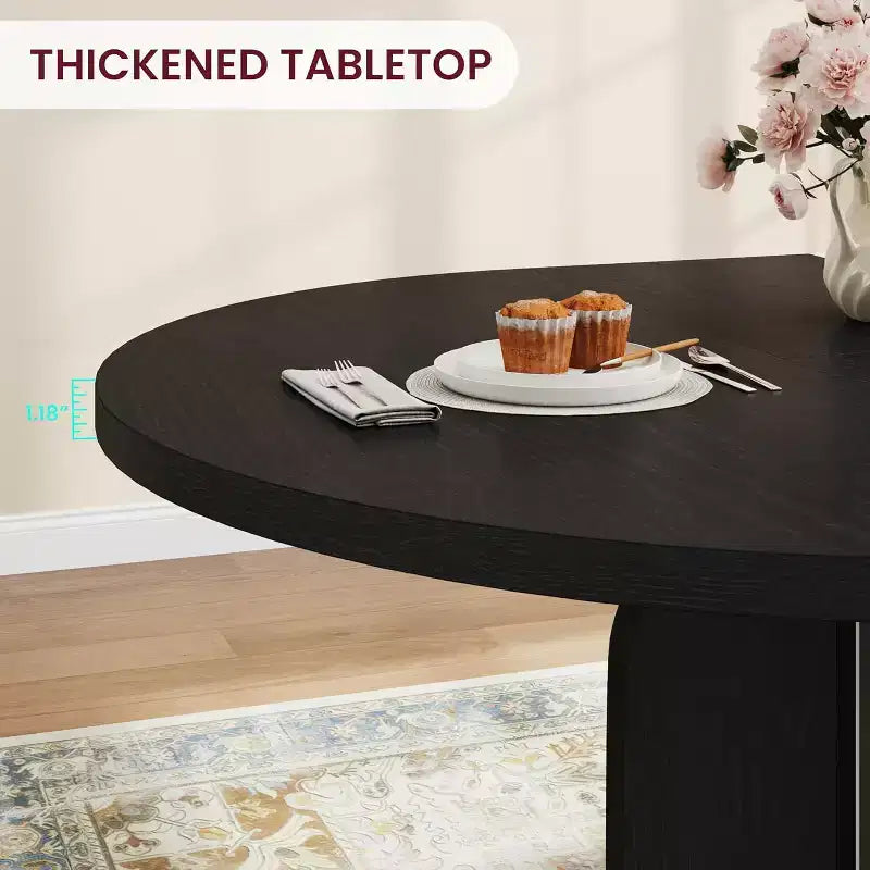 Table de salle à manger ronde extensible en bois 120-160 cm 4-8 places