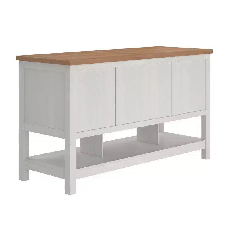 Îlot de cuisine autoportant en MDF avec 6 tiroirs et étagère ouverte 132 cm (L) x 76 cm (H)