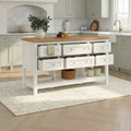 Îlot de cuisine autoportant en MDF avec 6 tiroirs et étagère ouverte 132 cm (L) x 76 cm (H)
