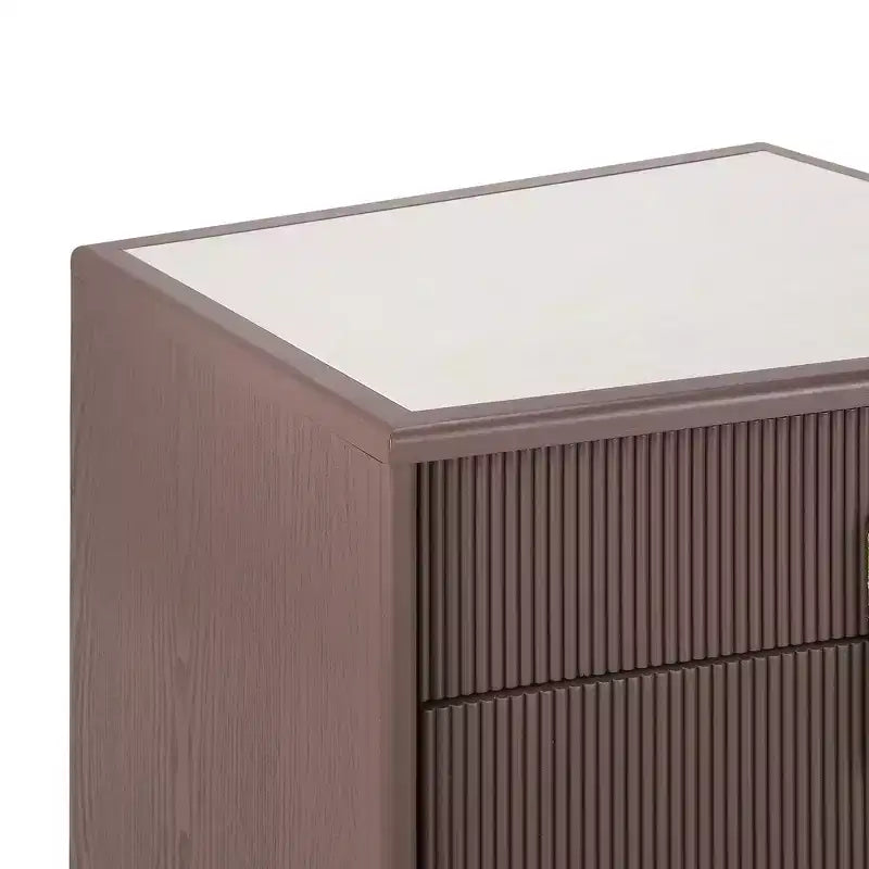 Table de chevet en MDF à 2 tiroirs avec motif à rayures verticales et rails silencieux 55,9 cm L x 61,5 cm H