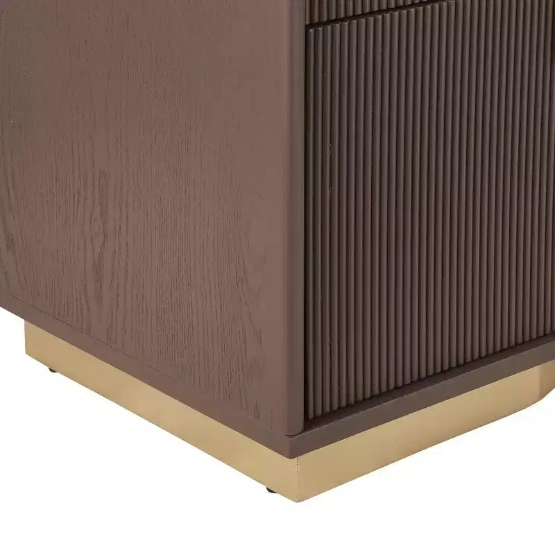 Table de chevet en MDF à 2 tiroirs avec motif à rayures verticales et rails silencieux 55,9 cm L x 61,5 cm H
