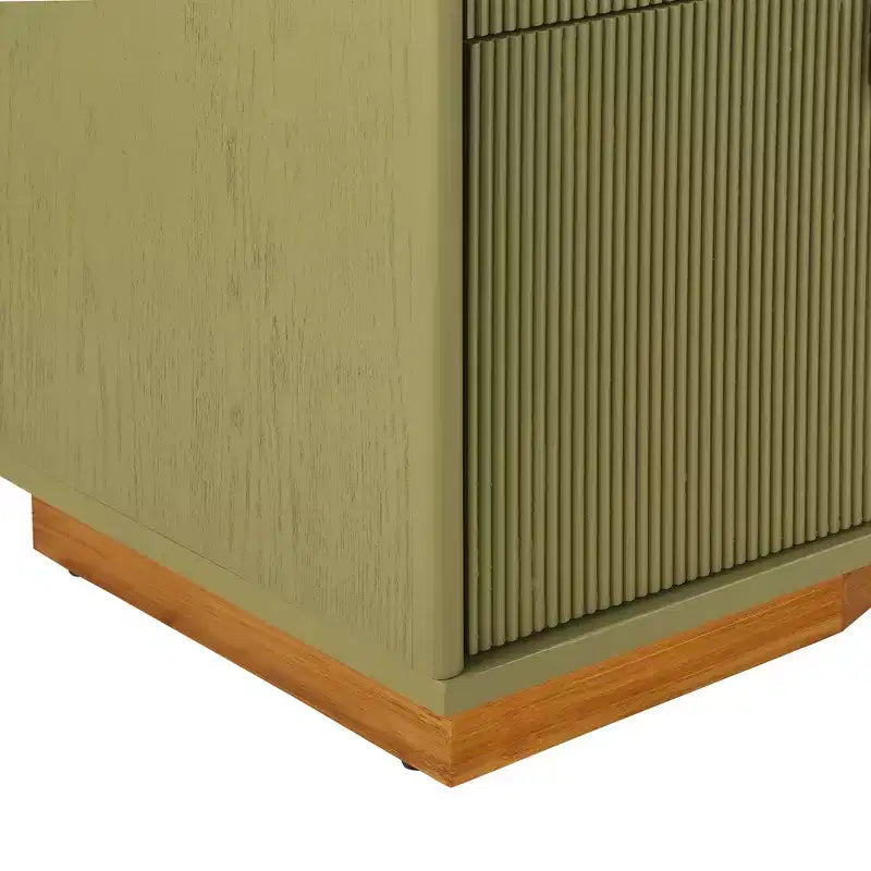 Table de chevet en MDF à 2 tiroirs avec motif à rayures verticales et rails silencieux 55,9 cm L x 61,5 cm H