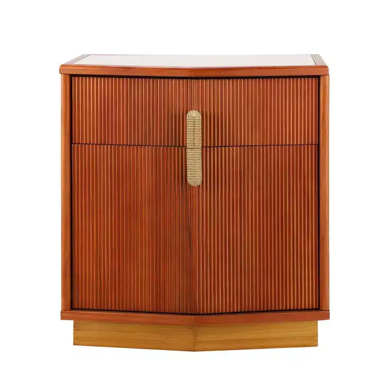 Table de chevet en MDF à 2 tiroirs avec motif à rayures verticales et rails silencieux 55,9 cm L x 61,5 cm H