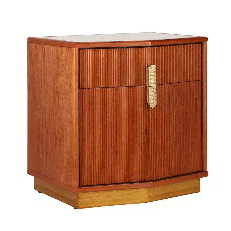 Table de chevet en MDF à 2 tiroirs avec motif à rayures verticales et rails silencieux 55,9 cm L x 61,5 cm H