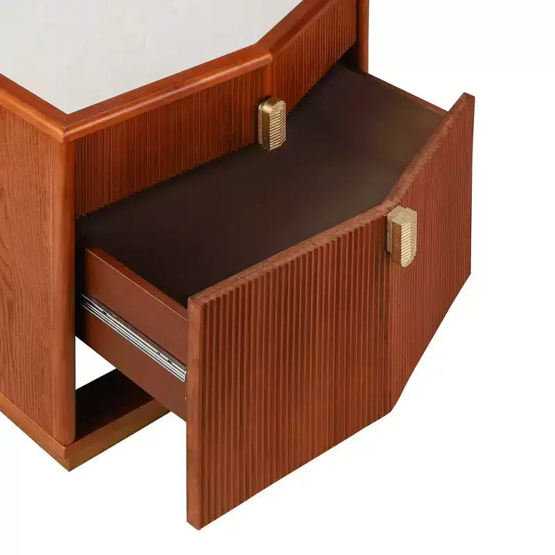 Table de chevet en MDF à 2 tiroirs avec motif à rayures verticales et rails silencieux 55,9 cm L x 61,5 cm H