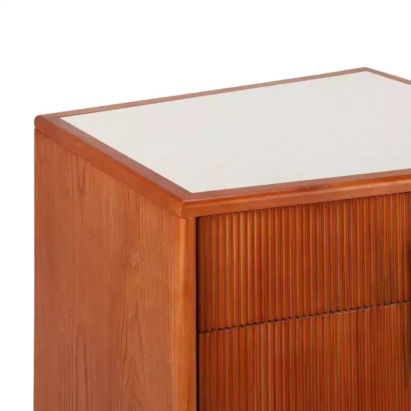 Table de chevet en MDF à 2 tiroirs avec motif à rayures verticales et rails silencieux 55,9 cm L x 61,5 cm H