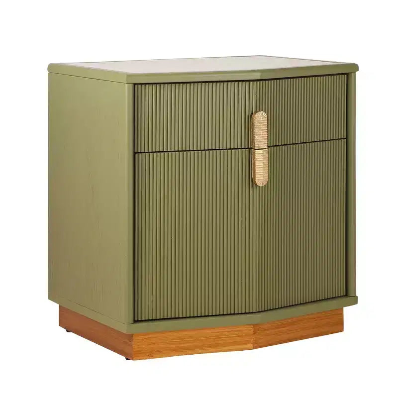 Table de chevet en MDF à 2 tiroirs avec motif à rayures verticales et rails silencieux 55,9 cm L x 61,5 cm H