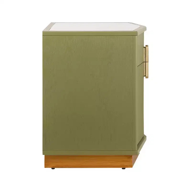 Table de chevet en MDF à 2 tiroirs avec motif à rayures verticales et rails silencieux 55,9 cm L x 61,5 cm H