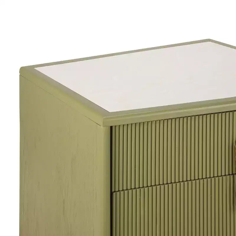 Table de chevet en MDF à 2 tiroirs avec motif à rayures verticales et rails silencieux 55,9 cm L x 61,5 cm H