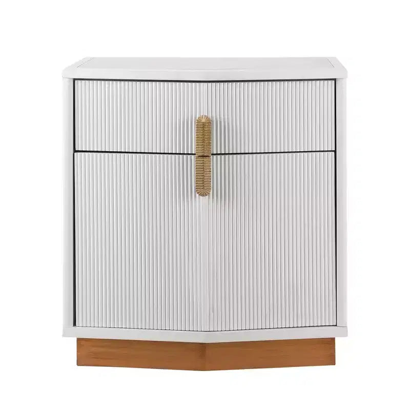 Table de chevet en MDF à 2 tiroirs avec motif à rayures verticales et rails silencieux 55,9 cm L x 61,5 cm H