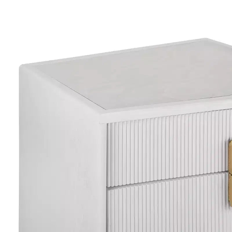 Table de chevet en MDF à 2 tiroirs avec motif à rayures verticales et rails silencieux 55,9 cm L x 61,5 cm H