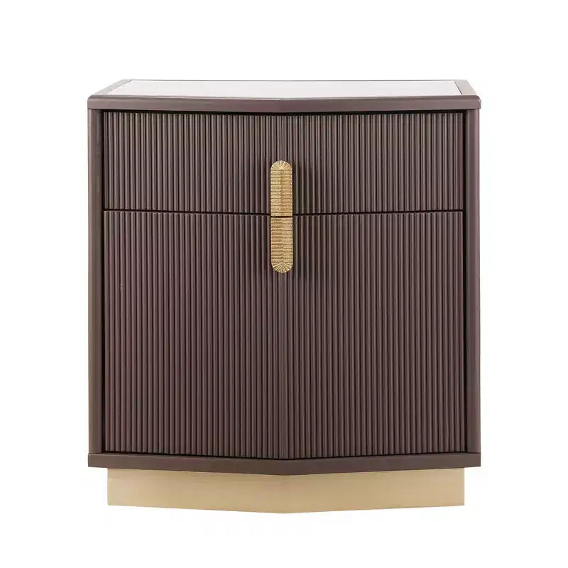 Table de chevet en MDF à 2 tiroirs avec motif à rayures verticales et rails silencieux 55,9 cm L x 61,5 cm H
