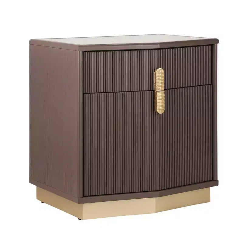 Table de chevet en MDF à 2 tiroirs avec motif à rayures verticales et rails silencieux 55,9 cm L x 61,5 cm H