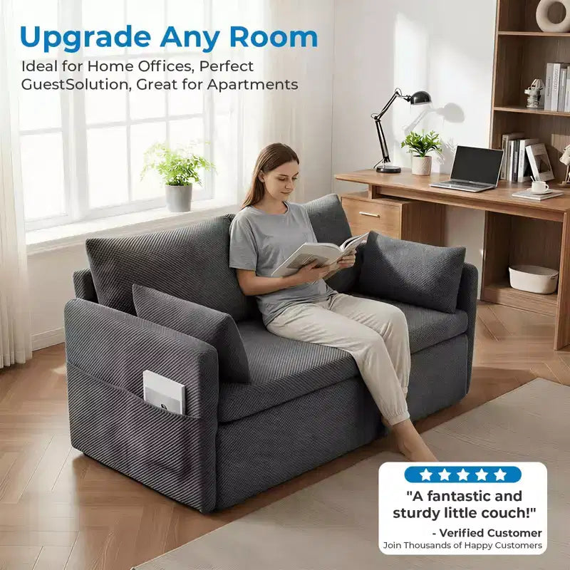 Canapé-lit convertible en MDF, cadre en fer, molletonné à bulles, 169 cm (66,53 po) de large