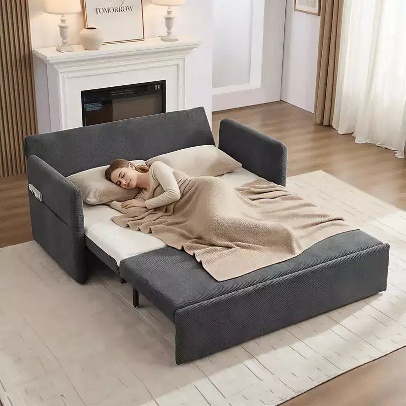 Canapé-lit convertible en MDF, cadre en fer, molletonné à bulles, 169 cm (66,53 po) de large