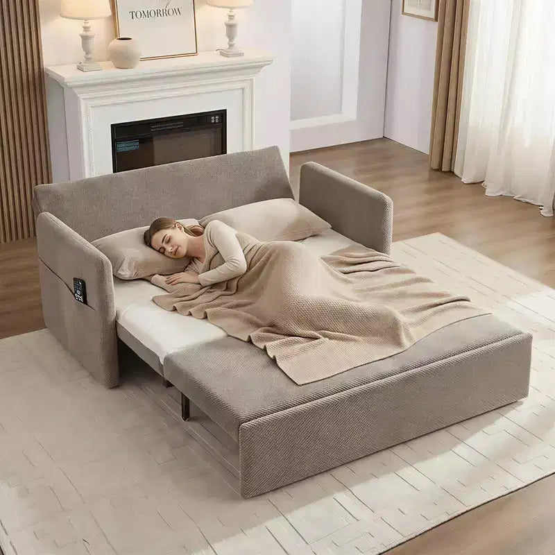 Canapé-lit convertible en MDF, cadre en fer, molletonné à bulles, 169 cm (66,53 po) de large