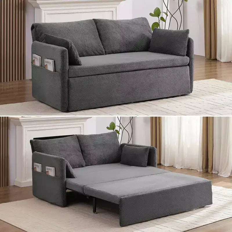 Canapé-lit convertible en MDF, cadre en fer, molletonné à bulles, 169 cm (66,53 po) de large