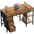 JIONJOY Computer Desk with 6 Fabric Drawers & Adjustable Middle Shelf, Storage Desk for Home Office, Gaming & Vanity