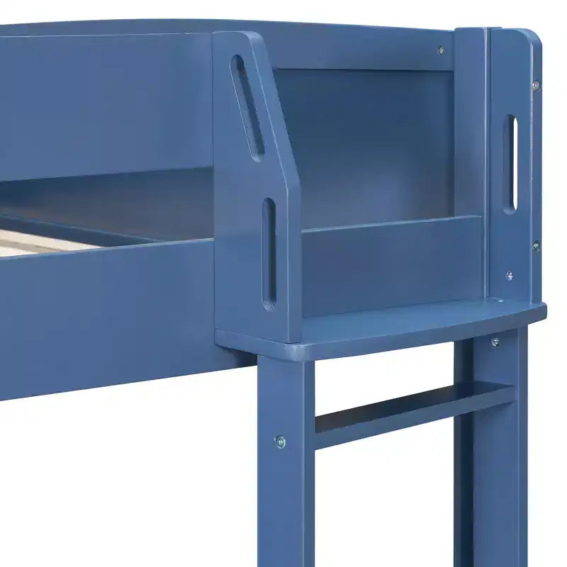 Lit mezzanine complet en contreplaqué, MDF et pin avec bureau, canapé et lumière LED 77,8"L x 97"P x 68,9"H